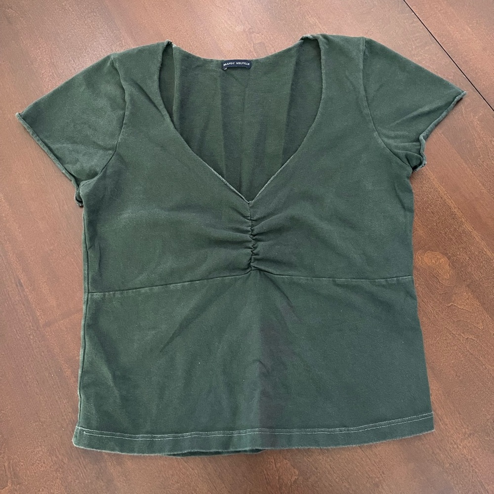 Brandy Melville v-neck crop top, green